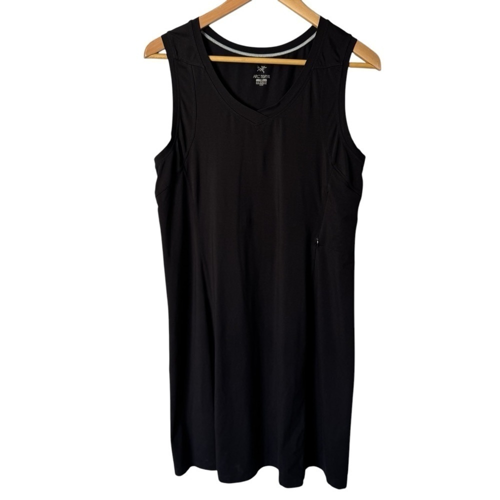 Arcteryx Soltera Tank Dress Sz L Black Sleeveless Knee Length Athletic VGUC